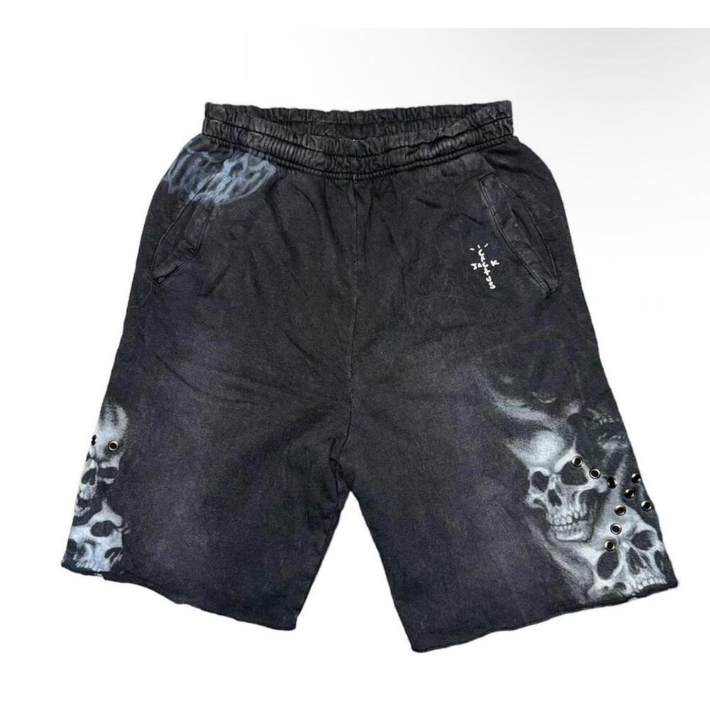 Vintage Y2K Travis Scott T-Rex Rivet Shorts Faded Black Rare Authentic Sz M